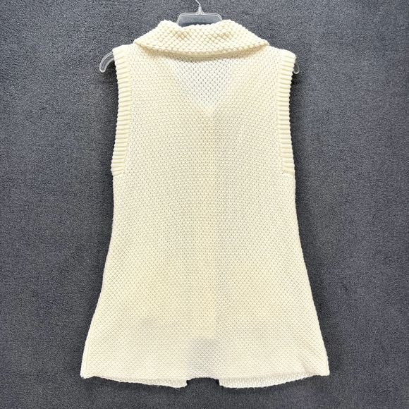 Apostrophe Cardigan Womens XL Beige Knit Sweater Sleeveless snap button pockets‎ - Picture 10 of 16